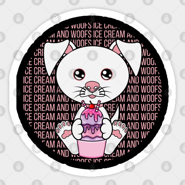 All I Need is ice cream and dogs, ice cream and dogs, ice cream and dogs lover Sticker by JS ARTE